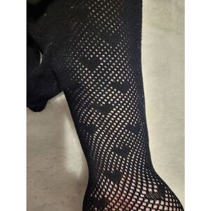 Black see through heart designed toddler tights